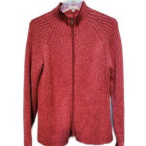 Nomadic Traders - Woman's Burnt Orange Full Zip Sweater - sz L
